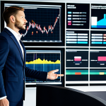 A professional event strategist, dressed in a modest business suit, standing confidently in a bright, modern event planning office. They are looking at a large digital screen displaying complex data analysis charts and innovative concept designs for an event. The office environment is clean and organized, with professional tools on a sleek desk. The pose is natural and focused, reflecting strategic thinking. High-resolution, professional photography, natural lighting, sharp focus, high quality. safe for work, appropriate content, fully clothed, professional, perfect anatomy, correct proportions, well-formed hands, proper finger count, natural body proportions, natural pose.