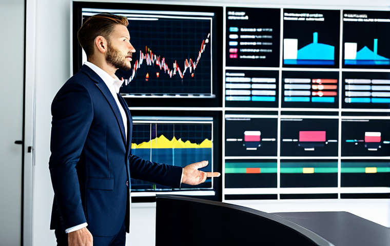 A professional event strategist, dressed in a modest business suit, standing confidently in a bright, modern event planning office. They are looking at a large digital screen displaying complex data analysis charts and innovative concept designs for an event. The office environment is clean and organized, with professional tools on a sleek desk. The pose is natural and focused, reflecting strategic thinking. High-resolution, professional photography, natural lighting, sharp focus, high quality. safe for work, appropriate content, fully clothed, professional, perfect anatomy, correct proportions, well-formed hands, proper finger count, natural body proportions, natural pose.