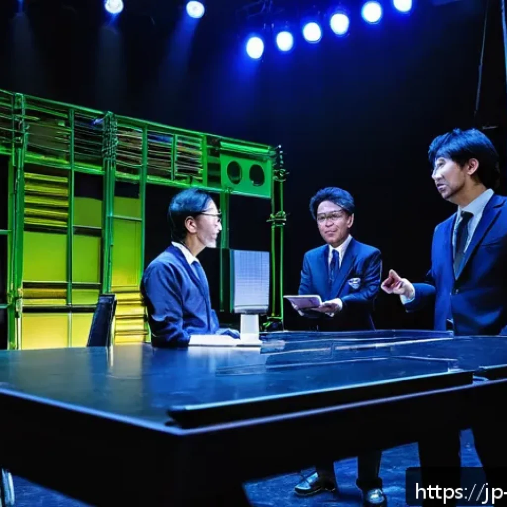 공연기획사와 제작사 협력 사례 - A dynamic backstage scene of a large-scale musical theater production in Japan, showcasing diverse s...