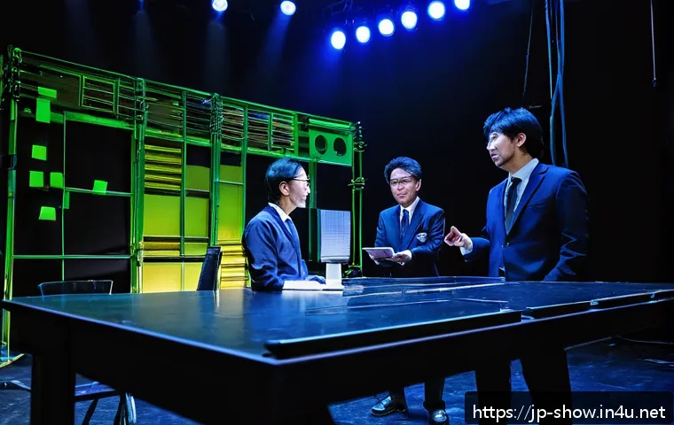 공연기획사와 제작사 협력 사례 - A dynamic backstage scene of a large-scale musical theater production in Japan, showcasing diverse s...